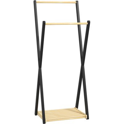 HOMCOM Portant à vêtements avec 2 tringles et 1 étagère inférieure pour entrée, salon, chambre, naturel 61L x 45P x 152H cm - Publicité HOMCOM Portant à vêtements avec 2 tringles et 1 étagère inférieure pour entrée, salon, chambre, naturel 61L x 45P x 152H cm - Publicité