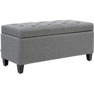 HOMCOM Banc de rangement en polyester souple, bois de caoutchouc, 100 x 40 x 44 cm, Gris clair - Publicité HOMCOM Banc de rangement en polyester souple, bois de caoutchouc, 100 x 40 x 44 cm, Gris clair - Publicité