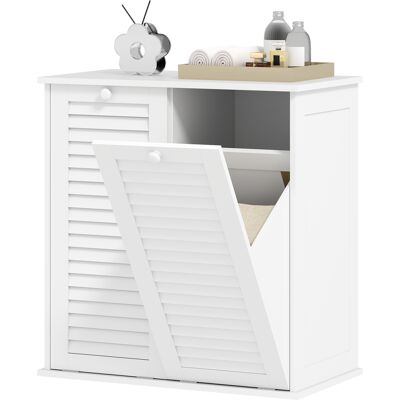 Armoire à linge HOMCOM avec paniers basculants blancs - Publicité Armoire à linge HOMCOM avec paniers basculants blancs - Publicité