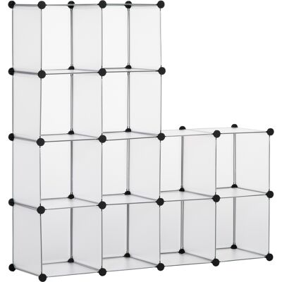 HOMCOM Meuble de rangement modulable, 16 cubes, meuble à chaussures, vêtements, livres, jouets, blanc - Publicité HOMCOM Meuble de rangement modulable, 16 cubes, meuble à chaussures, vêtements, livres, jouets, blanc - Publicité
