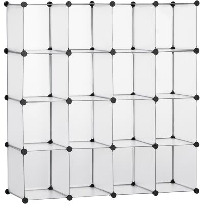 HOMCOM Meuble de rangement modulable, 16 cubes, meuble à chaussures, vêtements, livres, jouets, blanc - Publicité HOMCOM Meuble de rangement modulable, 16 cubes, meuble à chaussures, vêtements, livres, jouets, blanc - Publicité