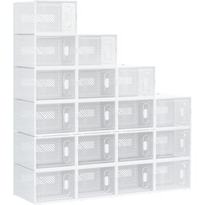 HOMCOM Meuble de rangement modulable, 18 cubes, meuble à chaussures empilables, vêtements, livres, jouets, blanc et transparent - Publicité HOMCOM Meuble de rangement modulable, 18 cubes, meuble à chaussures empilables, vêtements, livres, jouets, blanc et transparent - Publicité