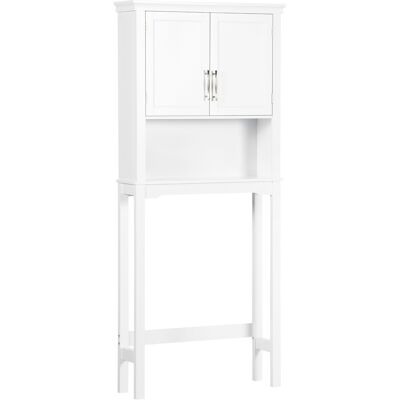 Kleankin Meuble WC Blanc au-dessus des Toilettes - Rangement Compact - Publicité Kleankin Meuble WC Blanc au-dessus des Toilettes - Rangement Compact - Publicité
