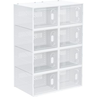 HOMCOM Meuble de rangement modulable, 8 cubes, meuble à chaussures empilables, vêtements, livres, jouets, blanc et transparent - Publicité HOMCOM Meuble de rangement modulable, 8 cubes, meuble à chaussures empilables, vêtements, livres, jouets, blanc et transparent - Publicité
