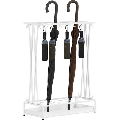 HOMCOM Porte-Parapluie Moderne en Acier avec 21 Emplacements et 24 Crochets Bac de Récupération Amovible pour Entrée 50x24x68 cm Blanc - Publicité HOMCOM Porte-Parapluie Moderne en Acier avec 21 Emplacements et 24 Crochets Bac de Récupération Amovible pour Entrée 50x24x68 cm Blanc - Publicité
