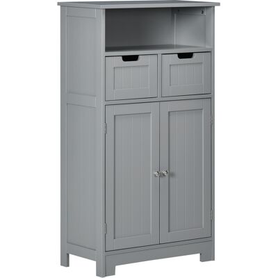 kleankin Meuble de salle de bain avec 2 tiroirs, niche, placard avec porte, étagère réglable, 60 x 30 x 109 cm, gris - Publicité kleankin Meuble de salle de bain avec 2 tiroirs, niche, placard avec porte, étagère réglable, 60 x 30 x 109 cm, gris - Publicité
