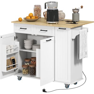 HOMCOM Îlot central cuisine mobile avec prise de courant et port USB, tablette à abattant, étagère réglable blanc - Publicité HOMCOM Îlot central cuisine mobile avec prise de courant et port USB, tablette à abattant, étagère réglable blanc - Publicité