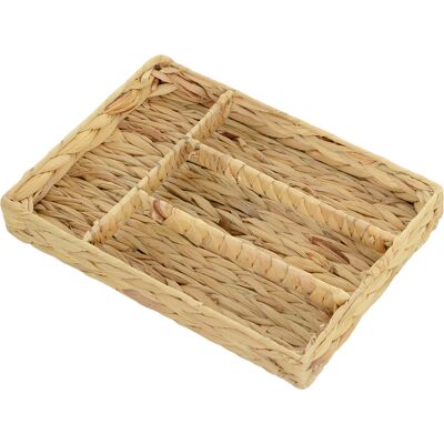 HOMCOM Panier de rangement tressé en jacinthe d'eau avec 4 compartiments, pour salle de bain, chambre à coucher, naturel - Publicité HOMCOM Panier de rangement tressé en jacinthe d'eau avec 4 compartiments, pour salle de bain, chambre à coucher, naturel - Publicité