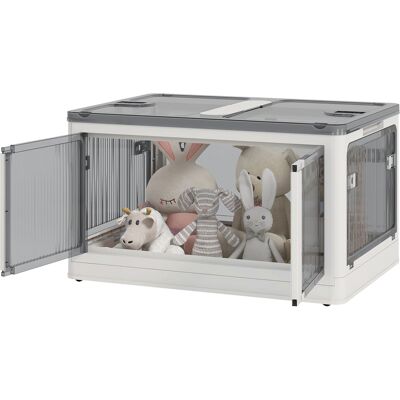 HOMCOM Boîte de rangement pliable et empilable 99L en plastique avec couvercle et 4 roulettes, accès à 5 côtés, blanc - Publicité HOMCOM Boîte de rangement pliable et empilable 99L en plastique avec couvercle et 4 roulettes, accès à 5 côtés, blanc - Publicité