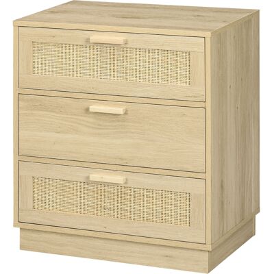 HOMCOM Commode design bohème en rotin avec 3 tiroirs, meuble de rangement pour le salon, le couloir, l'entrée, bois naturel - Publicité HOMCOM Commode design bohème en rotin avec 3 tiroirs, meuble de rangement pour le salon, le couloir, l'entrée, bois naturel - Publicité