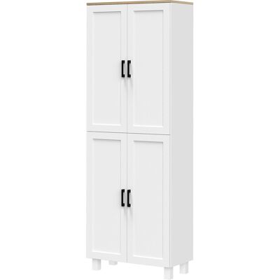 HOMCOM Armoire de cuisine hauteur 170 cm buffet haut avec 4 portes et étagères ajustable, design moderne, blanc - Publicité HOMCOM Armoire de cuisine hauteur 170 cm buffet haut avec 4 portes et étagères ajustable, design moderne, blanc - Publicité