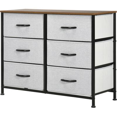 HOMCOM Commode 6 tiroirs en tissu, meuble de rangement avec tiroirs pliants, poignées, cadre en acier, 80 x 30 x 62,5 cm, gris - Publicité HOMCOM Commode 6 tiroirs en tissu, meuble de rangement avec tiroirs pliants, poignées, cadre en acier, 80 x 30 x 62,5 cm, gris - Publicité