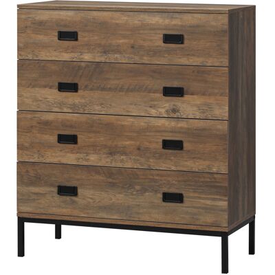 HOMCOM Commode 4 tiroirs meuble de rangement design industriel piètement métal noir 80 x 39 x 95 cm - Publicité HOMCOM Commode 4 tiroirs meuble de rangement design industriel piètement métal noir 80 x 39 x 95 cm - Publicité