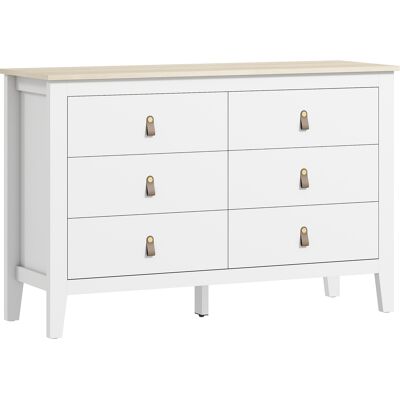HOMCOM Commode 6 tiroirs meuble de rangement style contemporain avec poignées en polyuréthane, 120 x 40 x 78 cm, blanc - Publicité HOMCOM Commode 6 tiroirs meuble de rangement style contemporain avec poignées en polyuréthane, 120 x 40 x 78 cm, blanc - Publicité