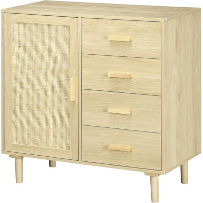 HOMCOM Buffet rotin avec placards à porte cannage et 4 tiroir, 80 x 38 x 80,5 cm, effet bois naturel - Publicité HOMCOM Buffet rotin avec placards à porte cannage et 4 tiroir, 80 x 38 x 80,5 cm, effet bois naturel - Publicité