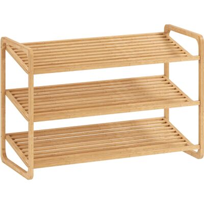 HOMCOM Étagère à chaussures en bambou à 3 niveaux, porte-chaussures capacité 12 paires, 76x33x50,8cm, bois naturel - Publicité HOMCOM Étagère à chaussures en bambou à 3 niveaux, porte-chaussures capacité 12 paires, 76x33x50,8cm, bois naturel - Publicité