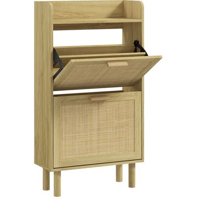HOMCOM Armoire à Chaussures 2 Portes - Style Rotin Bohème - Publicité HOMCOM Armoire à Chaussures 2 Portes - Style Rotin Bohème - Publicité
