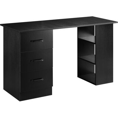 HOMCOM Bureau Informatique Meuble de Bureau 3 tiroirs coulissants + 3 étagères Grand Plateau 120L x 49l x 72H cm MDF Noir - Publicité HOMCOM Bureau Informatique Meuble de Bureau 3 tiroirs coulissants + 3 étagères Grand Plateau 120L x 49l x 72H cm MDF Noir - Publicité