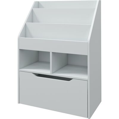 HOMCOM Etagère pour enfants avec tiroir, étagère à livres avec étagères, 60 x 29,9 x 90 cm, Gris - Publicité HOMCOM Etagère pour enfants avec tiroir, étagère à livres avec étagères, 60 x 29,9 x 90 cm, Gris - Publicité