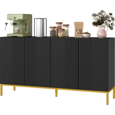 HOMCOM Buffet design contemporain graphique 2 placards porte étagères réglables en bois noir métal doré - Publicité HOMCOM Buffet design contemporain graphique 2 placards porte étagères réglables en bois noir métal doré - Publicité