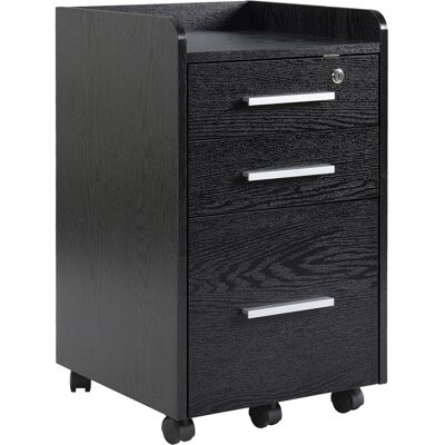 HOMCOM Caisson de bureau rangement bureau sur roulettes 3 tiroirs 1 verrouillable 1 trieur dossiers en bois noir - Publicité HOMCOM Caisson de bureau rangement bureau sur roulettes 3 tiroirs 1 verrouillable 1 trieur dossiers en bois noir - Publicité