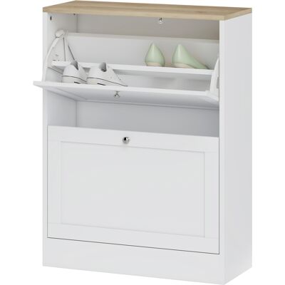 HOMCOM Meuble à chaussures 12 paires, meuble d'entrée avec 2 tiroirs rabattables et étagères réglables, 60 x 24 x 80 cm, blanc - Publicité HOMCOM Meuble à chaussures 12 paires, meuble d'entrée avec 2 tiroirs rabattables et étagères réglables, 60 x 24 x 80 cm, blanc - Publicité