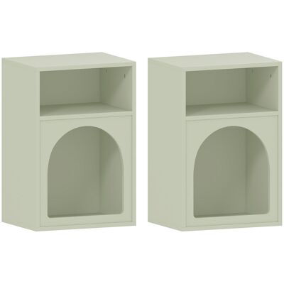 HOMCOM Lot de 2 tables de chevet, table de nuit avec compartiments ouverts, design arqué, 40 x 30 x 60 cm, vert clair - Publicité HOMCOM Lot de 2 tables de chevet, table de nuit avec compartiments ouverts, design arqué, 40 x 30 x 60 cm, vert clair - Publicité