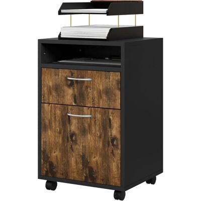 HOMCOM Caisson de bureau à roulettes avec tiroir placard niche pour documents et dossier suspendu 40 x 35 x 60 cm brun rustique - Publicité HOMCOM Caisson de bureau à roulettes avec tiroir placard niche pour documents et dossier suspendu 40 x 35 x 60 cm brun rustique - Publicité