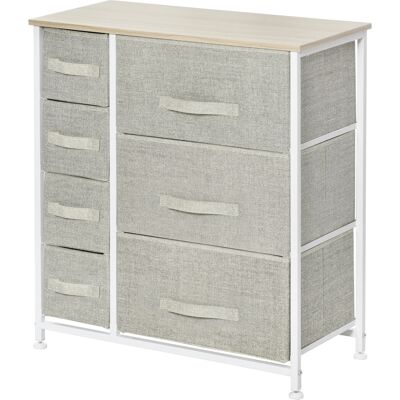HOMCOM Commode 7 tiroirs en tissu, chiffonnier, meuble de rangement moderne, cadre en acier, 63,5 x 30 x 71 cm, gris - Publicité HOMCOM Commode 7 tiroirs en tissu, chiffonnier, meuble de rangement moderne, cadre en acier, 63,5 x 30 x 71 cm, gris - Publicité