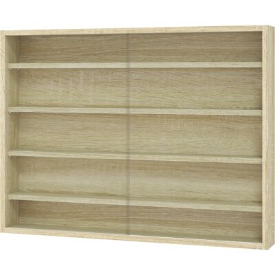 HOMCOM Vitrine à 5 Étagères Ajustables en Bois avec Portes en Verre, 80x9.5x60 cm, Bois Naturel - Publicité HOMCOM Vitrine à 5 Étagères Ajustables en Bois avec Portes en Verre, 80x9.5x60 cm, Bois Naturel - Publicité