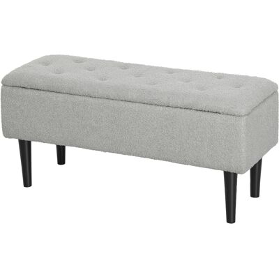 HOMCOM Banc de rangement coffre de rangement surface en cachemire pieds en bois de caoutchouc 95 x 38 x 45 cm gris - Publicité HOMCOM Banc de rangement coffre de rangement surface en cachemire pieds en bois de caoutchouc 95 x 38 x 45 cm gris - Publicité