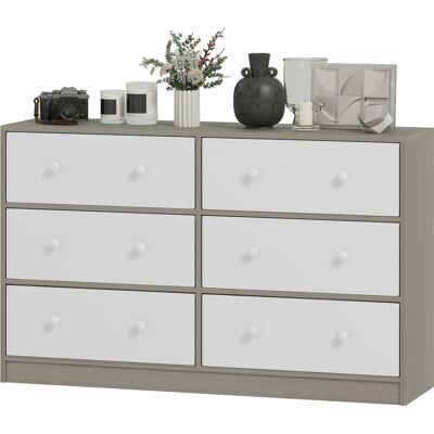 HOMCOM Commode 6 Tiroirs Pliables avec Poignées Doubles, en Bois, Acier et Tissu, 114x30x70 cm, Blanc et Gris - Publicité HOMCOM Commode 6 Tiroirs Pliables avec Poignées Doubles, en Bois, Acier et Tissu, 114x30x70 cm, Blanc et Gris - Publicité