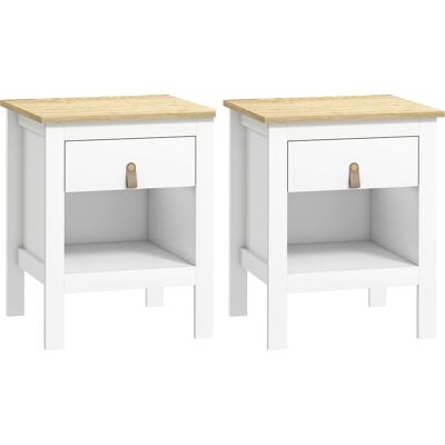 HOMCOM Lot de 2 tables de chevet avec tiroir et compartiment ouvert, 45 x 40 x 55 cm, blanc - Publicité HOMCOM Lot de 2 tables de chevet avec tiroir et compartiment ouvert, 45 x 40 x 55 cm, blanc - Publicité