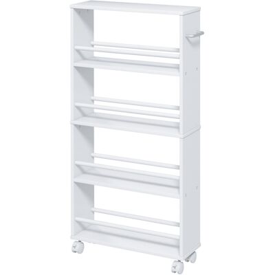 HOMCOM Chariot de rangement à 4 niveaux, desserte à roulettes avec poignées, desserte étroite, 45 x 15 x 91 cm, blanc - Publicité HOMCOM Chariot de rangement à 4 niveaux, desserte à roulettes avec poignées, desserte étroite, 45 x 15 x 91 cm, blanc - Publicité