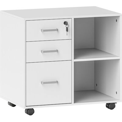 HOMCOM Support d'imprimante à 3 tiroirs verrouillables, meuble de rangement sur roulettes, étagères ouvertes, 60x40x56cm, blanc - Publicité HOMCOM Support d'imprimante à 3 tiroirs verrouillables, meuble de rangement sur roulettes, étagères ouvertes, 60x40x56cm, blanc - Publicité