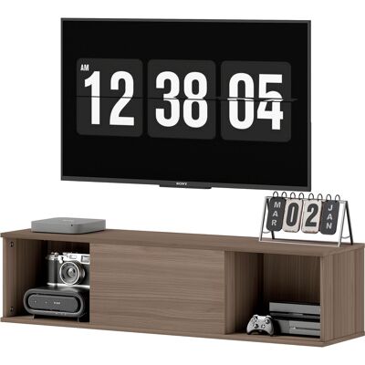 HOMCOM Armoire murale, meuble de rangement avec 2 compartiments ouverts et porte rabattable, 120 x 30 x 29,5 cm, marron - Publicité HOMCOM Armoire murale, meuble de rangement avec 2 compartiments ouverts et porte rabattable, 120 x 30 x 29,5 cm, marron - Publicité