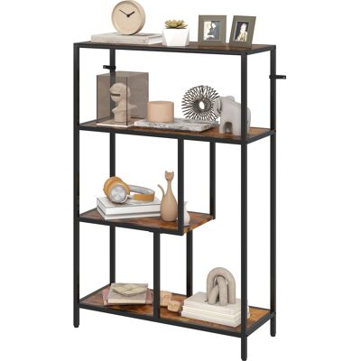 HOMCOM Bibliothèque Mobile à 4 Étagères de Style Industriel en Bois et Métal, 77x30x116 cm, Marron Rustique - Publicité HOMCOM Bibliothèque Mobile à 4 Étagères de Style Industriel en Bois et Métal, 77x30x116 cm, Marron Rustique - Publicité