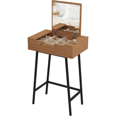 HOMCOM Table de Maquillage avec Miroir Pliable et 16 Compartiments de Style Industriel, Bois et Acier, 60x40x90 cm - Publicité HOMCOM Table de Maquillage avec Miroir Pliable et 16 Compartiments de Style Industriel, Bois et Acier, 60x40x90 cm - Publicité