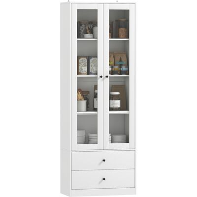 HOMCOM Enfilade Cuisine avec Buffet et 2 Tiroirs, Portes en Verre et Étagères Réglables, 59x30x164 cm, Blanc - Publicité HOMCOM Enfilade Cuisine avec Buffet et 2 Tiroirs, Portes en Verre et Étagères Réglables, 59x30x164 cm, Blanc - Publicité