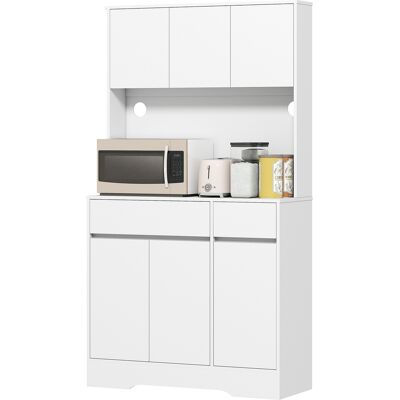 HOMCOM Buffet de Cuisine avec Plan de Travail Ouvert, 6 Portes, 2 Tiroirs, Étagères Réglables, Passe-Câbles, Panneau de Particules, Blanc - Publicité HOMCOM Buffet de Cuisine avec Plan de Travail Ouvert, 6 Portes, 2 Tiroirs, Étagères Réglables, Passe-Câbles, Panneau de Particules, Blanc - Publicité