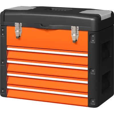 HOMCOM Boîte à outils vide, 49,7 x 25,3 x 40,7 cm Boîte à outils avec 4 tiroirs, Mini-Boîte en acier Orange - Publicité HOMCOM Boîte à outils vide, 49,7 x 25,3 x 40,7 cm Boîte à outils avec 4 tiroirs, Mini-Boîte en acier Orange - Publicité