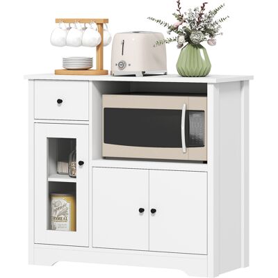 HOMCOM Meuble de Cuisine avec Trou pour Câble, Buffet avec 2 Armoires, Étagère Ouverte, Tiroir, 80 x 35 x 72,2 cm, Panneau de Particules, Blanc - Publicité HOMCOM Meuble de Cuisine avec Trou pour Câble, Buffet avec 2 Armoires, Étagère Ouverte, Tiroir, 80 x 35 x 72,2 cm, Panneau de Particules, Blanc - Publicité