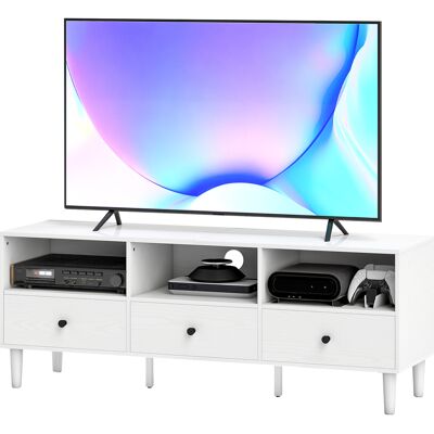 HOMCOM Meuble TV Compact avec 3 Tiroirs et 3 Compartiments pour TV jusqu'à 65 Pouces 120x34x45 cm Blanc - Publicité HOMCOM Meuble TV Compact avec 3 Tiroirs et 3 Compartiments pour TV jusqu'à 65 Pouces 120x34x45 cm Blanc - Publicité