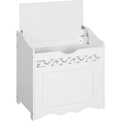 HOMCOM Armoire en bois blanc pour linge - Rangement - Publicité HOMCOM Armoire en bois blanc pour linge - Rangement - Publicité