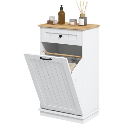 Armoire de salle de bain Homcom blanche avec panière et tiroir - Publicité Armoire de salle de bain Homcom blanche avec panière et tiroir - Publicité