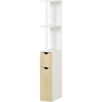 kleankin Colonna Bagno avec 2 Étagères et 2 Armoires, Meuble Haut Gain de Place 15.2x29.8x118 cm, Blanc et Bois Naturel - Publicité kleankin Colonna Bagno avec 2 Étagères et 2 Armoires, Meuble Haut Gain de Place 15.2x29.8x118 cm, Blanc et Bois Naturel - Publicité