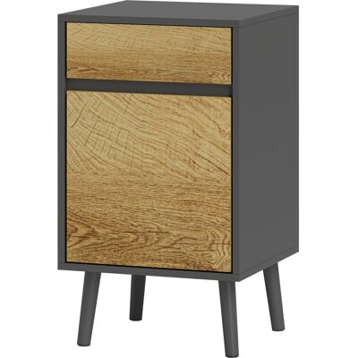HOMCOM Table de Chevet avec Tiroir et Armoire Moderne Sans Poignées, 40x39x69 cm, Gris Foncé et Bois - Publicité HOMCOM Table de Chevet avec Tiroir et Armoire Moderne Sans Poignées, 40x39x69 cm, Gris Foncé et Bois - Publicité