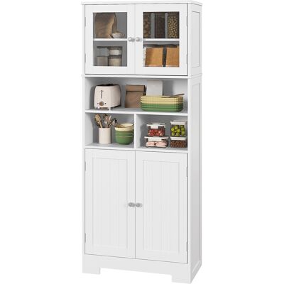 HOMCOM Credenza Cucina avec 2 Armoires et 3 Compartiments Ouverts, Portes en Verre et Étagères Réglables, 60x30x145.5 cm, Blanc - Publicité HOMCOM Credenza Cucina avec 2 Armoires et 3 Compartiments Ouverts, Portes en Verre et Étagères Réglables, 60x30x145.5 cm, Blanc - Publicité