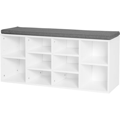 Homcom Banc de Rangement à Chaussures Blanc Gris Étagères Réglables - Banc à Chaussures - Publicité Homcom Banc de Rangement à Chaussures Blanc Gris Étagères Réglables - Banc à Chaussures - Publicité