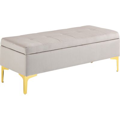Banquette de rangement en velours gris et doré HOMCOM - 2 en 1 canapé & ottomane - Publicité Banquette de rangement en velours gris et doré HOMCOM - 2 en 1 canapé & ottomane - Publicité